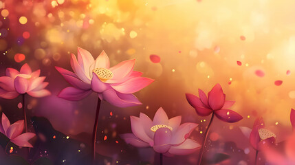 Lotus flowers blooming magically in the blur