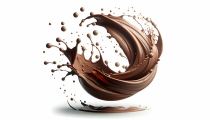 Pantone A mocha mousse-colored splash of chocolate frozen in mid-air, elegantly curving with...