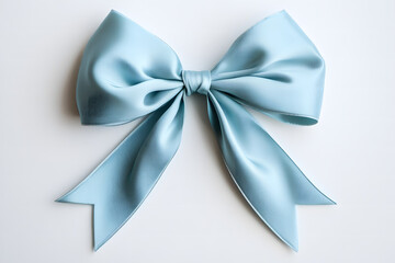 holiday decorative light cyan bows with long ribbon isolated on white background