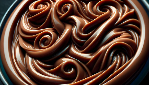 Pantone A glossy, swirled mocha mousse texture, with creamy swirls and a rich, smooth finish, captured in cl2