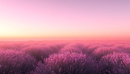 Sunrise over lavender field, warm sunlight illuminating the blooming flowers, with a gradient sky, perfect for a dreamy and vibrant wallpaper