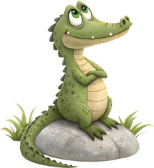 Fototapeta premium Adorable cartoon crocodile clipart featuring a cute, friendly character with vibrant details.