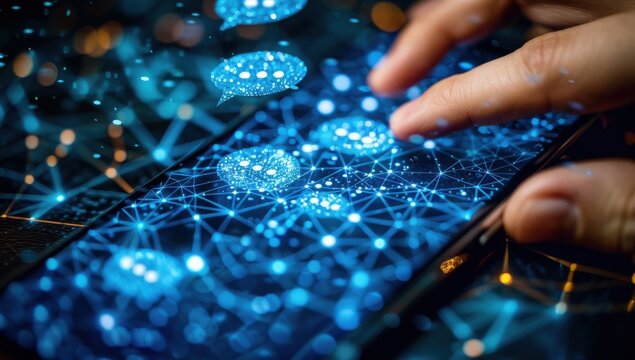 Exploring digital communication with vibrant chat icons on a smartphone screen