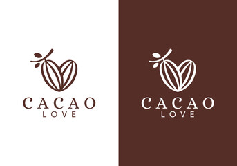 simple nature love with cacao logo design vector