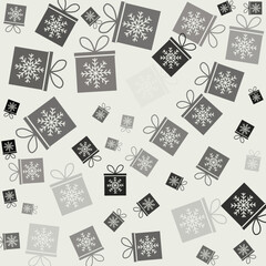 Black Silhouette Falling Gift Seamless Pattern