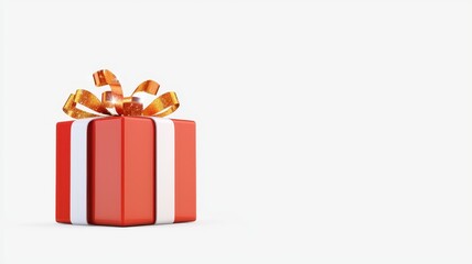 Gift Wrapped in Red: A classic red gift box, adorned with a luxurious golden ribbon, promises a delightful surprise. This minimalist image evokes anticipation and joy.
