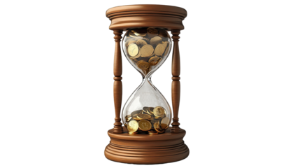 Time is Money: A symbolic hourglass filled with golden coins, representing the fleeting nature of time and the value of wealth.