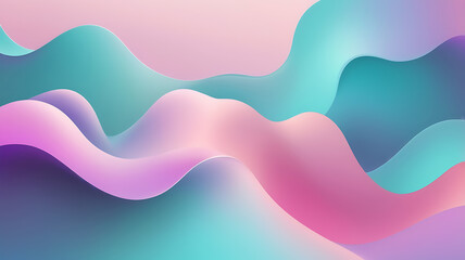 Abstract Flowing Multicolored Gradient Waves in Pastel Shades and Soft Curves.