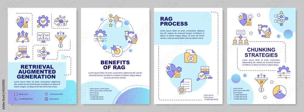 Wall mural rag blue circle brochure template. retrieval augmented generation. ai technologies. leaflet design w