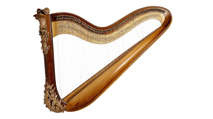 Harp: An intricate and elegant harp, a timeless symbol of music and grace. It's crafted with meticulous detail, showcasing the beauty of traditional craftsmanship.  