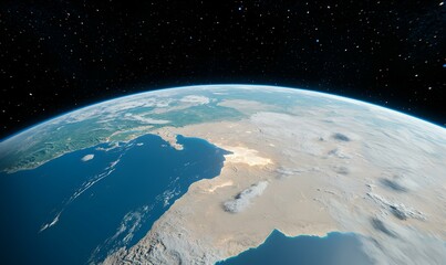 Fototapeta premium Stunning View of Earth from Space Highlighting Natural Landscapes