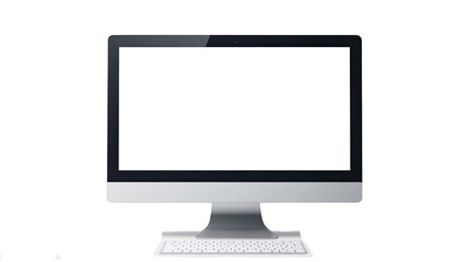 Fototapeta premium Modern Desktop Mockup: A sleek, modern desktop computer with a blank screen and a keyboard, perfect for showcasing your designs, websites, or applications. 