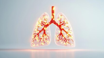 Influenza, Pneumonia disease concept. 3D illustration of human lungs highlighting their structure and functions.