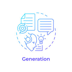 Generation blue gradient concept icon. Update external data. RAG process integration. AI algorytm development. Round shape line illustration. Abstract idea. Graphic design. Easy to use in article