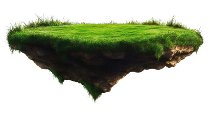 Floating Grass Island: A surreal, isolated green island with lush grass and earthy rock, hovering in the air, perfect for fantasy, dreamscape, and magical compositions.  