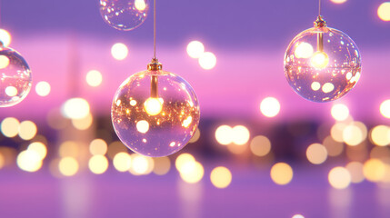 Bright and sparkling glass ornaments create festive atmosphere