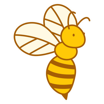 recommend clip art: Bee flying line icon vector isolated. Honeybee, insect with wings. Queen of the hive.