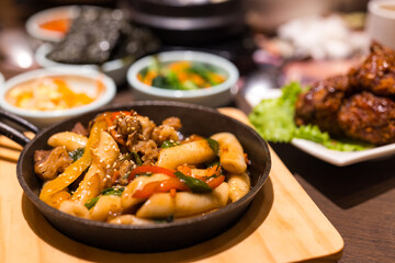 Korean spicy stir fried rice cake dish