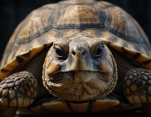 Naklejka premium Close-up of a majestic tortoise's head