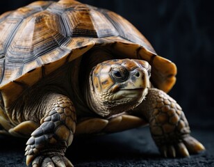 Close-up of a majestic tortoise's head