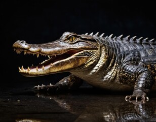Fototapeta premium Close-up of an alligator's head with open mouth.