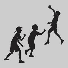 boys are playing silhouette vector design art and illustration