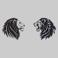 lion head silhouette vector design art and illustration