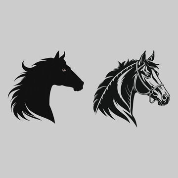 horse hade silhouette vector design art and illustration
