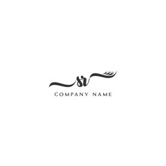 Minimalist SR Logo Design with Abstract Feather Element