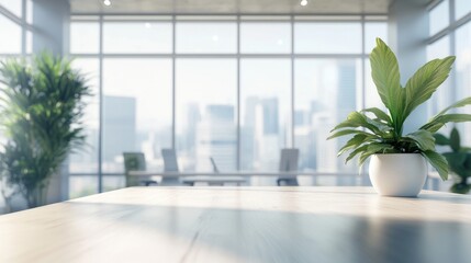 Modern blurred office background for business presentations, featuring soft focused workspace with minimalistic design, ideal for professional workspaces, corporate environment, and business communica
