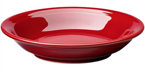 Glossy Red Bowl Isolated on White Background for Tableware and Kitchen Display