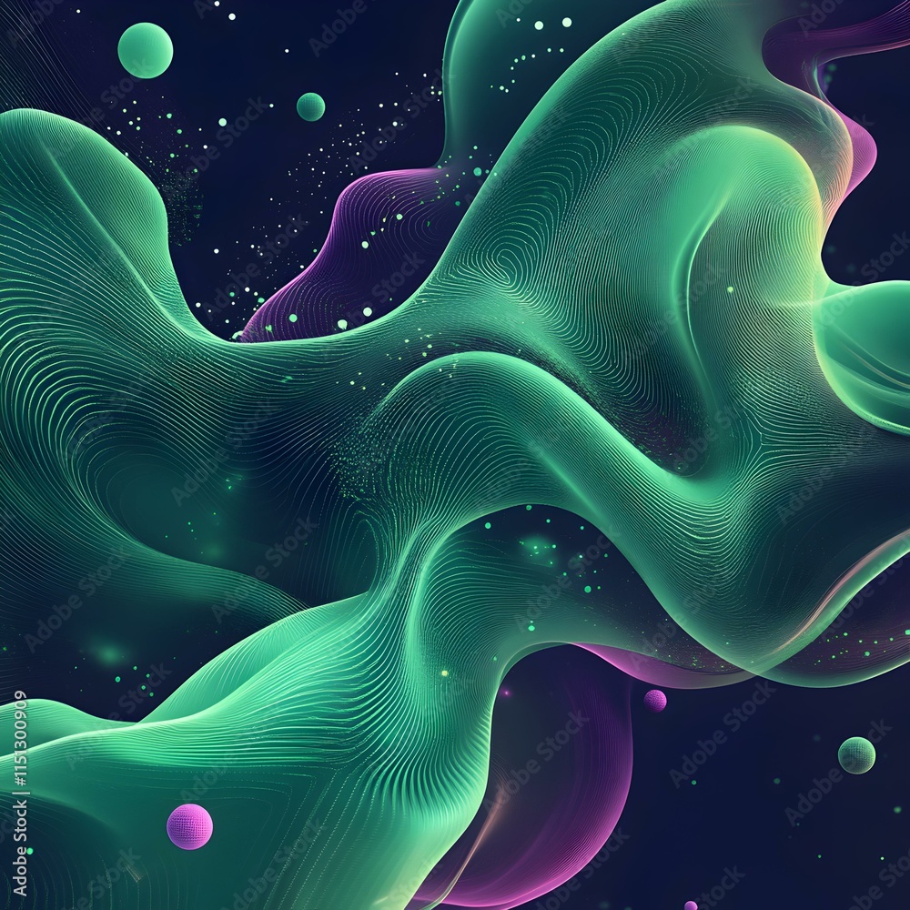 Poster abstract representation of data science concepts with flowing shapes
