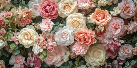 Vintage style beautiful artificial flowers create a stunning background, making it an ideal setting for various creative projects. The beautiful artificial flowers add charm and elegance.