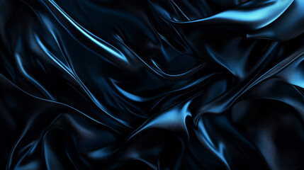 Obraz premium Sleek blue satin fabric with smooth, flowing texture and elegant drapes