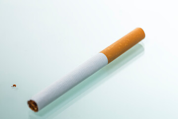 Lifestyle Concepts. Separate One Cigarette Placed Isolated Over White Background