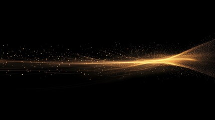 Golden Stardust Trail Across the Dark Void: Abstract Digital Art
