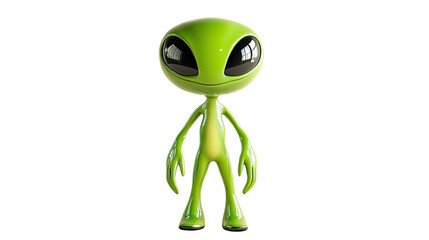 Friendly Alien: A charming and approachable green alien with large eyes and a friendly smile. This 3D rendering is perfect for science fiction, children's books, and fun, whimsical projects.  