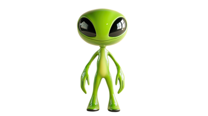 Friendly Alien: A charming and approachable green alien with large eyes and a friendly smile. This 3D rendering is perfect for science fiction, children's books, and fun, whimsical projects.  
