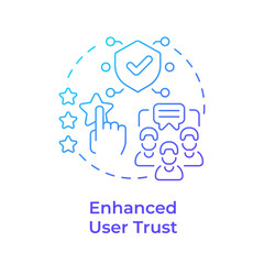 Enhanced user trust blue gradient concept icon. Reliable verifiable information. Benefit of RAG services. Round shape line illustration. Abstract idea. Graphic design. Easy to use in presentation