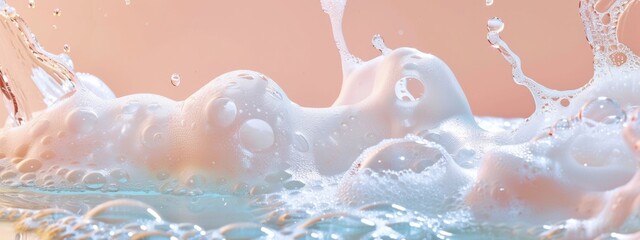 Obraz premium Foamy Bubbles on Pink Liquid Surface