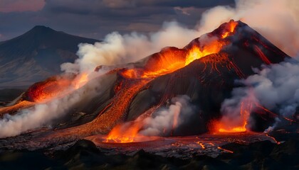 Columnas de humo o lava cayendo
