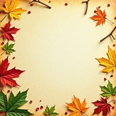 Weathered paper texture background with scattered leaves and twigs, rustic, decay