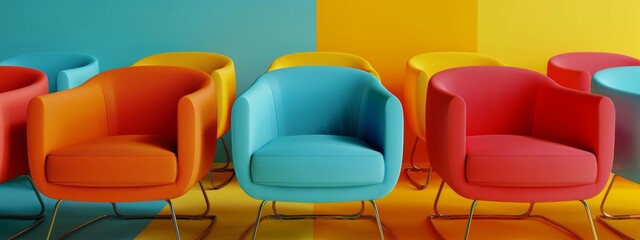 Discover the Vibrant and Modern Chairs Set in a Bright and Colorful Setting that Inspires Creativity