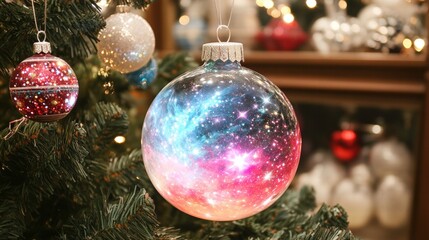 Galaxy Christmas Ornament on Christmas Tree