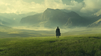 Fototapeta premium Solitary Walk in Verdant Valley