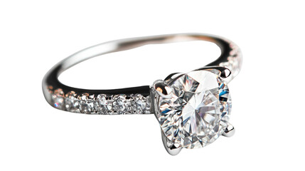 Sparkling Solitaire: A stunning, close-up view of a classic solitaire engagement ring, featuring a dazzling diamond center stone surrounded by a delicate pav&eacute; setting.  