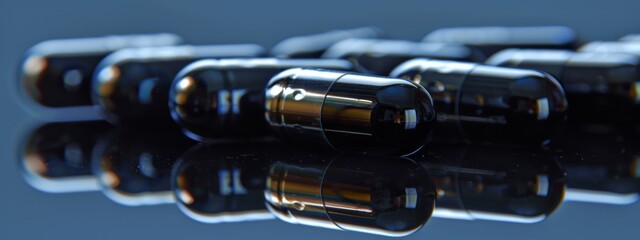 Dark Glass Bottles on Reflective Surface
