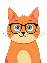 Fototapeta premium Cute orange cat wearing glasses isolated on white.