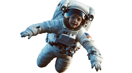 Astronaut Floating in Space: A child astronaut soars through the vastness of space, a symbol of wonder, exploration, and the boundless possibilities of the future.  