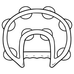 tambourine illustration hand drawn outline vector